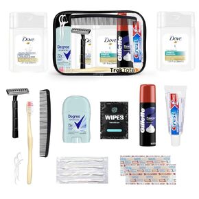 TrekTote 15-Piece Travel Toiletry Convenience Kit - Essentials Bag with Men's Toiletries. TSA-Approved Travel Size Kit for Men with Essential Toiletries.
