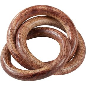 Saro Lifestyle Wooden Interlock Napkin Rings (Set of 4), Brown