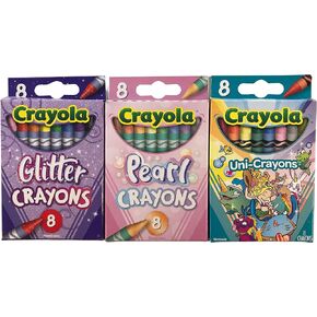 Glitter, Pearl and Uni-Crayons, 8 count each