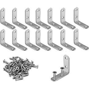 Wdwlbsm 14 PCS Stainless Steel L Corner Brackets Heavy Duty Corner Braces 2" x 2" x 0.63", 4 Hole 90 Degree Joint Right Angle L Shape Bracket for Wood Cabinets Furniture