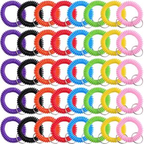 80Pcs Colorful Wrist Coil Keychain Bracelet,Stretchable Spiral Bracelet,Wrist Coil Key Chains,Plastic Coil Wrist Band Key Ring Chain for Gym Pool Outdoor Sport Sauna ID Badge(Assorted Color)