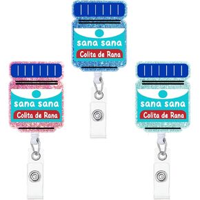 3pcs Silly Goose Glitter Retractable Badge Reels ID Name Badge Holder Medicine Bottles Badge Reels with Clip and Retractable Cord for Nurse Office