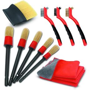 Boar Hair Car Interior Detailing Cleaning Brush Kit, SHARPAW Pure Boar Hair Scratch Free Automotive Detailing Brush Dusters Kit for Interior Exterior Cleaning
