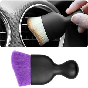Car Detailing Brush, Auto Interior Soft Bristles Curved Cleaning Brush, Dust Collectors Dirt Removal Tool for Car Dashboard, Air Conditioner Vents, Leather, Computer, Scratch Free (Black)