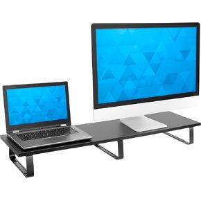 Mount-It! Extra Long Monitor Desk Riser [39 inches Extra Wide, 44 Lbs Capacity] Desktop Organizer for Double Computer Screens, Laptops, Desktops, TVs, Printers, Consoles (BLACK)
