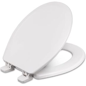 Centoco Wooden Toilet Seat Round, Closed Front with Cover, Residential, Made in the USA, 700-001, White