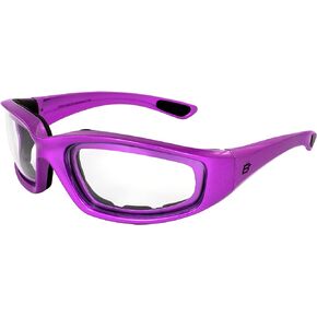 Birdz Oriole Anti Fog Padded Motorcycle Sunglasses for Women Purple Frame w/Shatterproof & Scratch-Resistant Clear Lenses