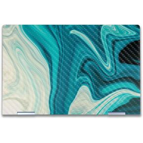 Carbon Fiber Laptop Skin Compatible with HP Envy x360 14" (2023) - Aqua Swirl - Premium 3M Vinyl Protective Wrap Decal Cover - Easy to Apply | Crafted in The USA by MightySkins