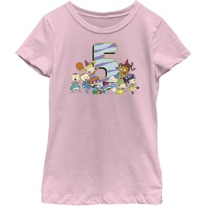 Nickelodeon Little, Big Rugrats Fifth Birthday Girls Short Sleeve Tee Shirt