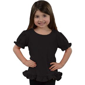 Kids Toddler Girls Short Sleeve Ruffle Tshirt, Blank Girls Ruffle Top, Solid Ruffle Shirts