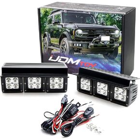 iJDMTOY Modular Bumper Mount High Power Triple Pods LED Fog Light Kit Compatible With 2021-up Ford Bronco, Includes (6) LED Pod Light, Heavy Duty Mounting Brackets & On-Off Relay Wiring