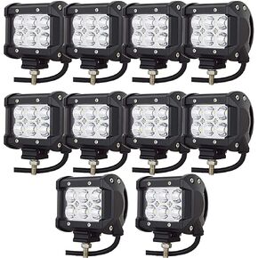 Willpower 10 Pieces 18W 4 inch LED Work Light Bar Spot Driving Fog Lamps for Truck Car ATV SUV 4X4 Vehicle Truck Driving Lamp (4 in Spot)