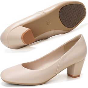 Low Block Heel Pumps for Women 2 inch Comfortable Round Closed Toe Chunky Heeled Office Work Dress Shoes Business Formal