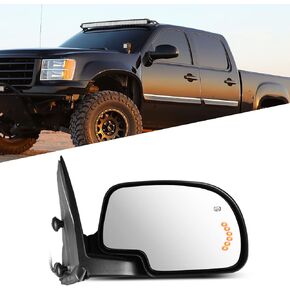 Passenger Side Mirror Assembly Fits for 03-06 Silverado Suburban Tahoe Sierra Yukon Manual Fold, Heated, Turn Signal Power Smooth Black