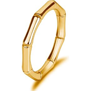 Gold Rings That Don't Tarnish Bamboo Rings for Women Gold Plated Bamboo Stackable Rings Geometrical Bamboo Ring Chunky Gold Rings Wedding Bands Dainty Engagement Ring for Wedding Gifts