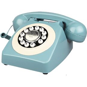 Retro Telephone, Corded Classic Old Fashion Landline Phones for Home/Office, Wired French Blue Antique Rotary Phone Gift for Art Decor