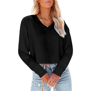 Tankaneo Womens V Neck Cropped T Shirts Casual Summer Crop Tops Half Sleeve Solid Color Crop Baisc Tees