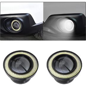 2PCS Angel Eye Halo Fog Lights for Cars,Super Bright LED Fog Lights Assembly Car Decor with COB Aperture,Universal Daytime Running Light Bulb Car Accessories Exterior (Blue)