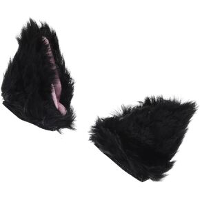 Motoforti Universal Bicycle Motorcycle Self Adhesive Plush Cat Ears Shape,Plush Helmet Decor Accessory,Black Pink,2Pcs