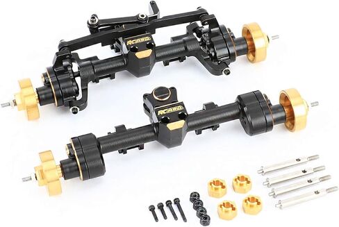 RCAWD Brass SCX24 Portal Axle Set with Servo Seat for Wrangler Bronco Gladiator C10 Deadbolt Upgrades, 6mm Extended Axle Shaft for Wider Chassis Bigger Wheels, 12T Gear Up 30% Speed for Axial SCX24 in Saudi Arabia
