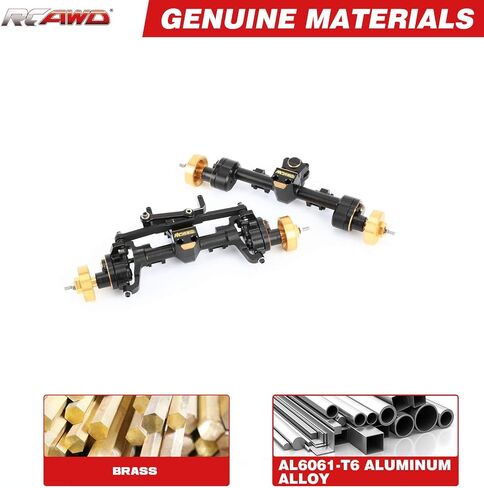 RCAWD Brass SCX24 Portal Axle Set with Servo Seat for Wrangler Bronco Gladiator C10 Deadbolt Upgrades, 6mm Extended Axle Shaft for Wider Chassis Bigger Wheels, 12T Gear Up 30% Speed for Axial SCX24 in Saudi Arabia