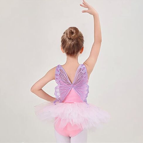 IBAKOM Ballet Leotards for Girl Ballerina Outfits Butterfly Ruffle Neckline Ballet Dance Dress Shiny Sequins Dance Skirt in Saudi Arabia