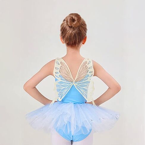 IBAKOM Ballet Leotards for Girl Ballerina Outfits Butterfly Ruffle Neckline Ballet Dance Dress Shiny Sequins Dance Skirt in Saudi Arabia