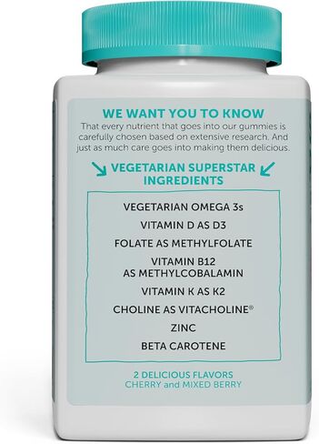 Organic Kids & Toddler Multivitamin Gummies: Omega 3 (ALA), Vitamin D3, C, Vitamin B12, B6, Vitamin A, K2 & Zinc for Immune Support, Vegetarian, 180 Count in Saudi Arabia