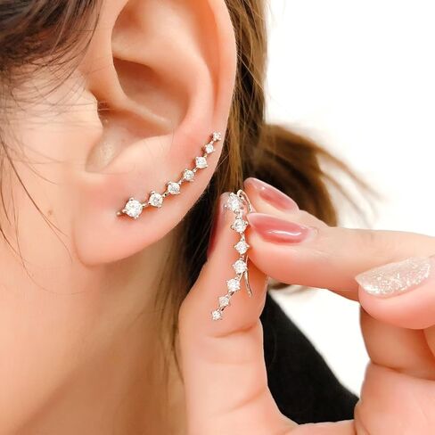 2Pairs Star Stud Earrings for Women Star Ear Climber Earrings Seven Star Earrings Crystal Leaf Shape Earrings Rose Silver Star Earrings Wedding Ear Jewelry Stud Earrings for Bride in Saudi Arabia