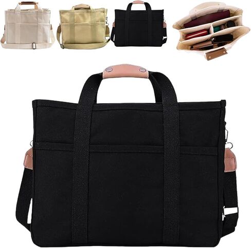 Everything Tote Bag, Everything Bag, Canvas Tote Bag with Compartments (Beige) in Saudi Arabia