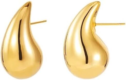 Tear Drop Stud Earrings/Dupes 18K Gold Plated and Silver 316L Stainless Steel with Gift Box in Saudi Arabia