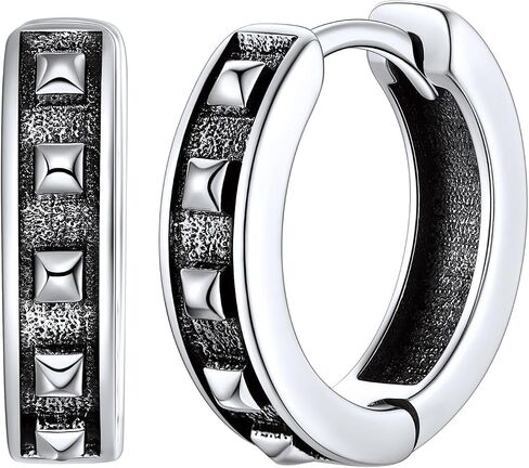 ChicSilver هوب أقراط الرجال 925 فضة رجالي أقراط هيبوالرجينيك أقراط للرجال هدية للأب (مع صندوق هدية) in Kuwait