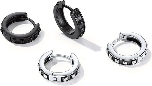 ChicSilver هوب أقراط الرجال 925 فضة رجالي أقراط هيبوالرجينيك أقراط للرجال هدية للأب (مع صندوق هدية) in Kuwait