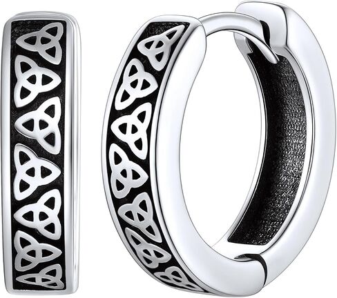 ChicSilver هوب أقراط الرجال 925 فضة رجالي أقراط هيبوالرجينيك أقراط للرجال هدية للأب (مع صندوق هدية) in Kuwait