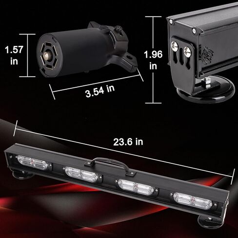 شريط إضاءة مقطورة سحب لاسلكي مقاس 23 بوصة مع جهاز إرسال شفرة RV ذو 7 سنون وبطارية قابلة لإعادة الشحن وقاعدة مغناطيسية قوية للسيارات والشاحنات على الطرق in Kuwait