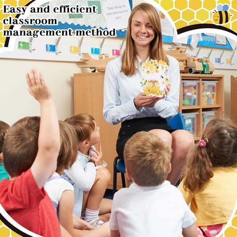 60 Pcs Bee Themed Flip Sticks with Storage Cup Talking Stick Flip Name Sticks Grouping Sticks for Classroom Behavior Management Tool for Educational Learning Activities Tool Class Homeschool in Saudi Arabia