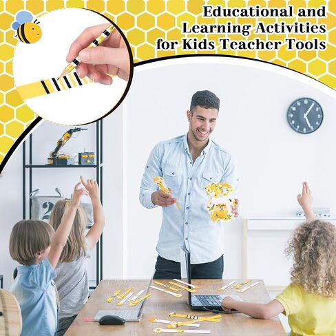 60 Pcs Bee Themed Flip Sticks with Storage Cup Talking Stick Flip Name Sticks Grouping Sticks for Classroom Behavior Management Tool for Educational Learning Activities Tool Class Homeschool in Saudi Arabia