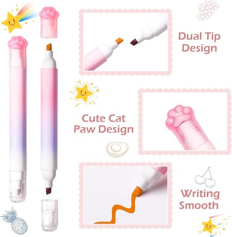 6 قطع من أقلام التحديد اللطيفة، أقلام تحديد جمالية ذات طرف مزدوج بألوان متنوعة، أقلام تحديد الكتاب المقدس لا تنزف، مجموعة أقلام تحديد باستيل لطيفة للوازم المدرسية المكتبية in Kuwait