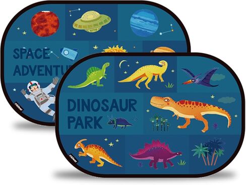 Mideer Car Window Shade for Baby, 20"x 3"Sun Shade Blocker for Side Windows, Cling Window Cover with Cute Dinosaur, Glare Shield and UV Rays Protection for Kids (Adventure) in Kuwait