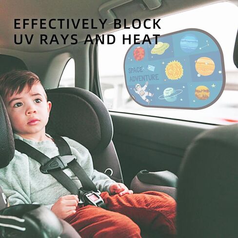 Mideer Car Window Shade for Baby, 20"x 3"Sun Shade Blocker for Side Windows, Cling Window Cover with Cute Dinosaur, Glare Shield and UV Rays Protection for Kids (Adventure) in Kuwait