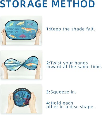 Mideer Car Window Shade for Baby, 20"x 3"Sun Shade Blocker for Side Windows, Cling Window Cover with Cute Dinosaur, Glare Shield and UV Rays Protection for Kids (Adventure) in Kuwait