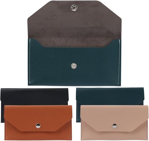 4 قطع من محافظ أظرف النقود النقدية، محفظة نقود من جلد البولي يوريثان، محفظة نقود قابلة لإعادة الاستخدام، مظروف ميزانية مقاوم للماء لحفلات أعياد الميلاد (أسود، بني، أخضر، وردي) in Kuwait