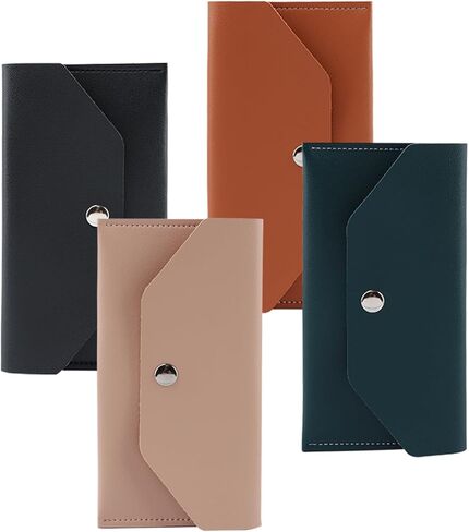 4 قطع من محافظ أظرف النقود النقدية، محفظة نقود من جلد البولي يوريثان، محفظة نقود قابلة لإعادة الاستخدام، مظروف ميزانية مقاوم للماء لحفلات أعياد الميلاد (أسود، بني، أخضر، وردي) in Kuwait