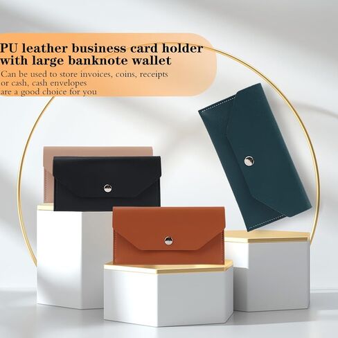 4 قطع من محافظ أظرف النقود النقدية، محفظة نقود من جلد البولي يوريثان، محفظة نقود قابلة لإعادة الاستخدام، مظروف ميزانية مقاوم للماء لحفلات أعياد الميلاد (أسود، بني، أخضر، وردي) in Kuwait