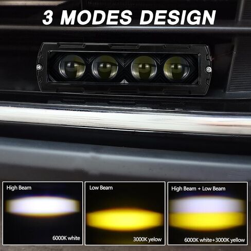 شريط إضاءة LED 6 بوصة، 2 قطعة 80 وات صفوف واحدة شعاع كهرماني أبيض مزدوج اللون مصابيح ضباب نحيفة شريط ضوء LED كبسولات القيادة ضوء احتياطي لشاحنة ATV SUV UTV دراجة نارية قارب على الطرق الوعرة in Kuwait