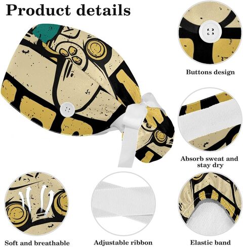 Work Cap Bouffant Surgical Hats with Hair Ties Blue Flowers Bug Scarab Ponytail Holder Tie Back Scrub Hat in Saudi Arabia