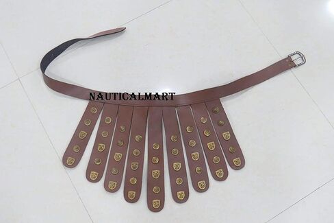 NauticalMart Medieval LARP Brown Leather TASSETS Belt - Halloween Armor Costume - Roman Soldier Belt - Greek Apron Belt adorned w/brass fittings in Saudi Arabia