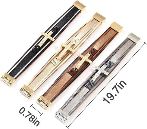 سوار ملتف من الجلد المتقاطع - سوار معصم بوهو متعدد الطبقات in Kuwait