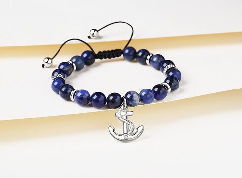 سوار تو ماي مان، سوار من الخرز الأزرق قابل للتعديل مع حلية مرساة، هدايا عيد ميلاد لصديقها من صديقة، هدايا للزوج من الزوجة، هدايا عيد الحب له، سوار للرجال in Kuwait