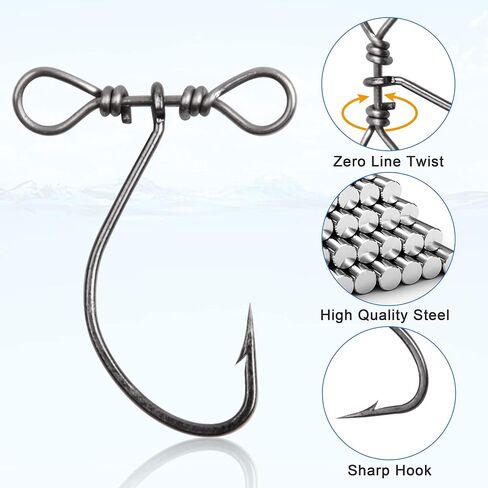Drop Shot Fishing Hooks,50/100pcs in-line Drop Shot Rig Hooks Swivels High Carbon Steel Worm Hook Fishhook for Bass,Perch,Walleye,Catfish in Saudi Arabia